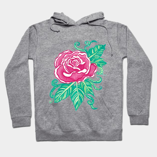 Pink Rose Hoodie by emmakin.art@gmail.com